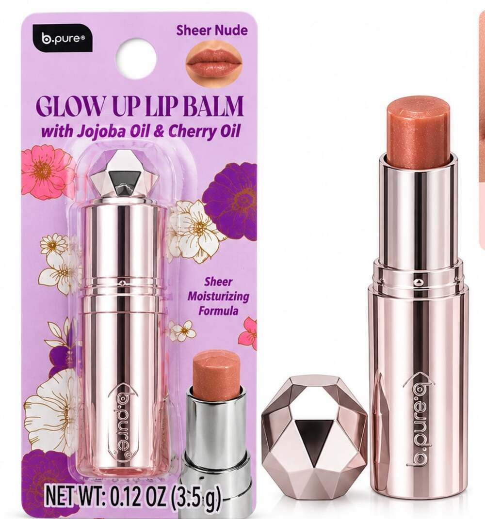 b.pure Glow Up Lip Balm Sheer Nude with Jojoba & Cherry Oil 3.5g